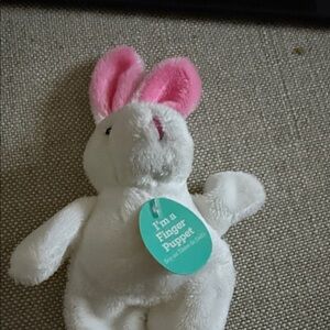 White and Pink Bunny Finger Puppet